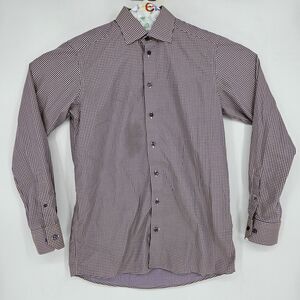 Eton Shirt Mens 15.5 Contemporary Check Button Up Long Sleeve Dress Shirt FLAWS